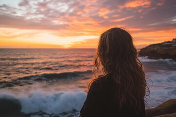 Fototapeta premium woman at sunset