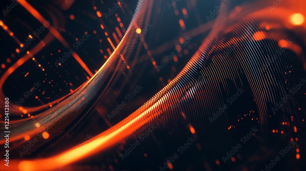 Aufkleber abstract glowing orange lines creating a digital, futuristic network of data