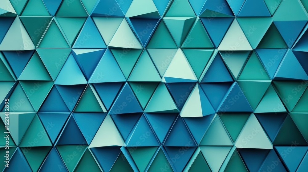Poster blue triangle shapes form geometric pattern useful for background or artistic designs