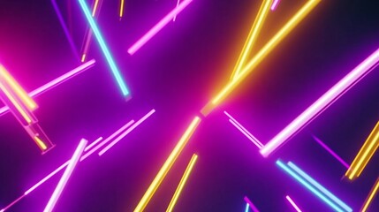 Abstract Neon Lights Background with Geometric Shapes and Vibrant Colors