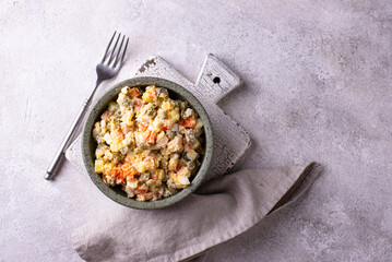 Traditional russian salad Olivier