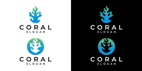 sea ​​coral logo design vector.