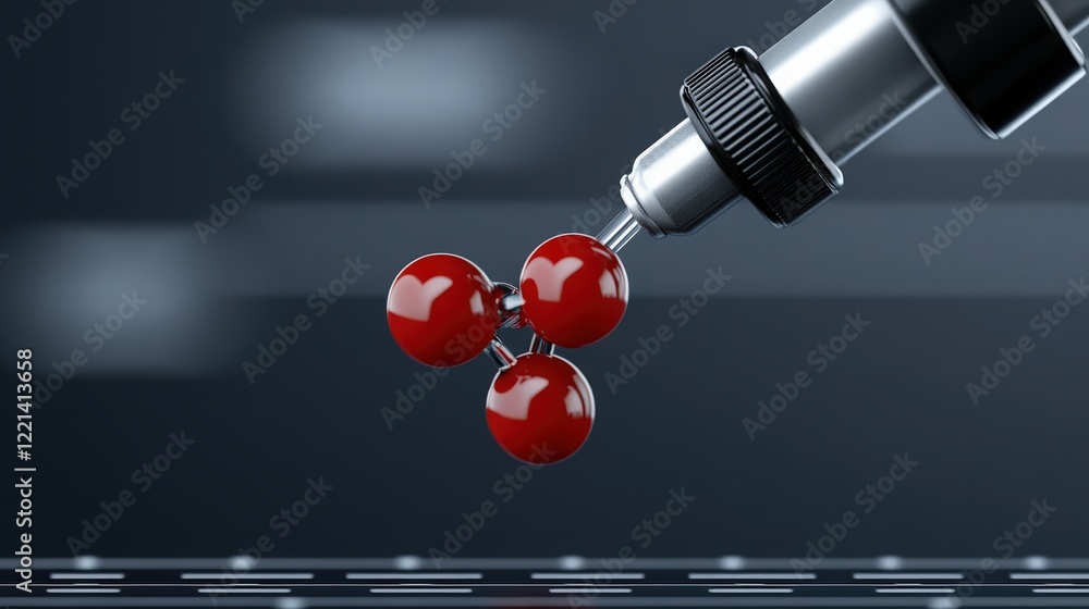 Aufkleber precise molecular manipulation: a close-up shot depicts a robotic arm delicately manipulating a clus