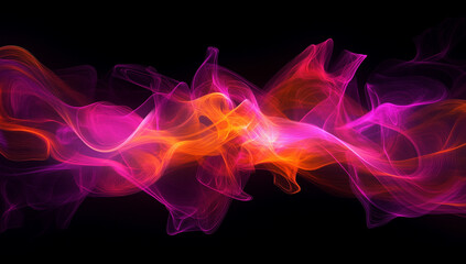 Obraz premium A vibrant explosion of colors, with pink and orange smoke against a black background,
