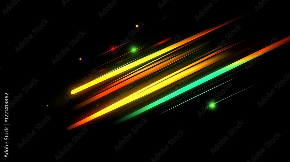 Poster abstract light streaks with vibrant colors on a black background dynamic and engaging