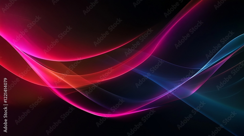 Poster abstract waves of vibrant colors on a dark background creating a futuristic dynamic movement