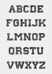 Sketchy pencil drawing with alphabet letters 