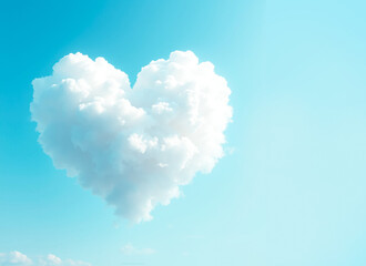 White heart shaped cloud on light blue sky