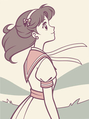 anime manga young woman vector illustration