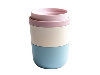 A beautifully designed coffee tumbler in a pastel color, perfect for taking your coffee on the go, isolated on a white background 