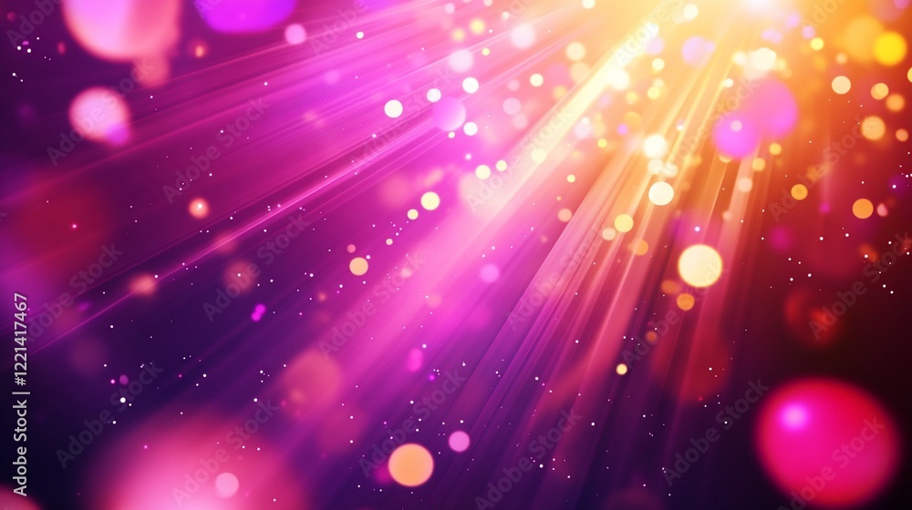 Poster abstract background with radiant light rays, bokeh effect and vibrant colors