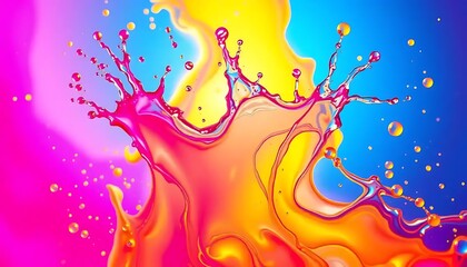 Vibrant Colorful Liquid Splash Abstract Art