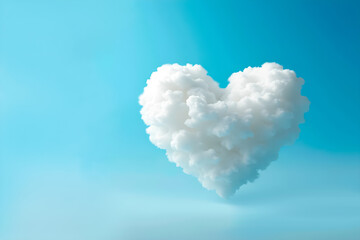 White heart shaped cloud on light blue sky