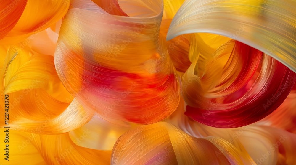 Poster abstract swirls of orange yellow and red colors creating a dynamic flowing design