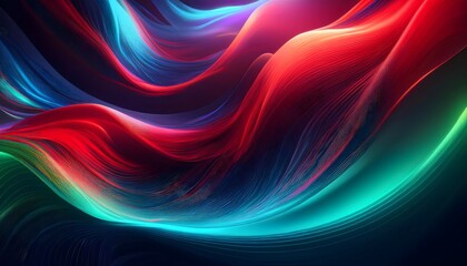Obraz premium Neon Wave abstract background, Isolated on a dark background, colorful Neon wave with glow, Technology, network, internet concept