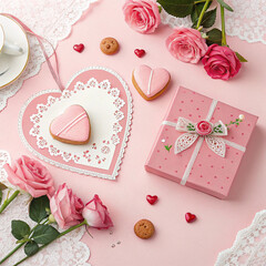 Valentine's day sale promo with realistic elements
