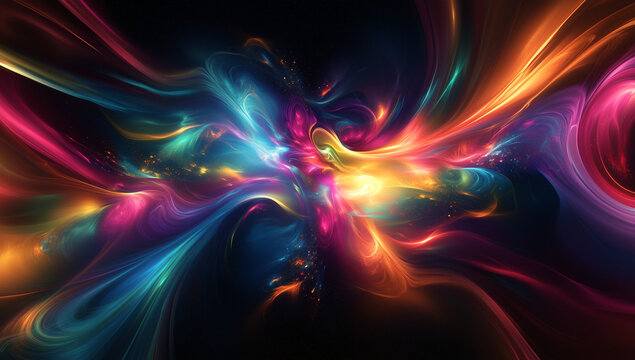 A vibrant explosion of colors and shapes, creating an abstract background that evokes emotions like joy or excitement.