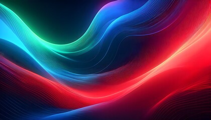 Fototapeta premium Neon Wave abstract background, Isolated on a dark background, colorful Neon wave with glow, Technology, network, internet concept
