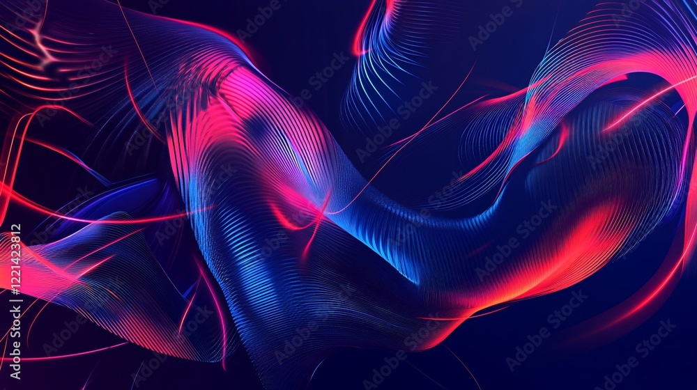 Poster abstract flowing lines with vibrant colors creating a dynamic and futuristic background