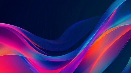 Fototapeta premium Abstract wavy lines of vibrant colors against a dark backdrop create a dynamic, modern art design