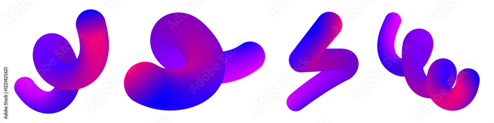 Poster set of abstract fluid curve in different shape. gradient blend line icons. creative design elements.