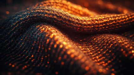 Fototapeta premium Glowing Knit Texture, Dramatic Lighting, Abstract Background, Fabric Design