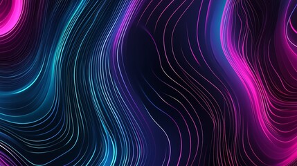 Obraz premium Abstract flowing lines with vibrant blue and pink gradients on a dark backdrop