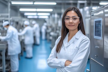 Fototapeta premium A professional laboratory, high-tech facility. The image highlights precision, hygien. Perfect for showcasing modern healthcare, pharmaceutical research, or medical innovation.