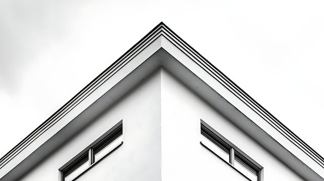 Architectural corner detail, sharp lines, monochrome. - Powered by Adobe