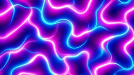 Obraz premium Abstract Neon Light Trails in Wavy Patterns with a Vibrant Purple and Blue Color Palette