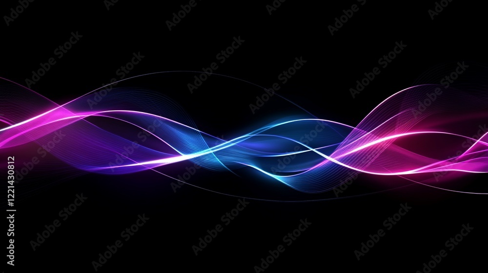 Poster abstract colorful wave background with glowing lines and dark backdrop for design elements
