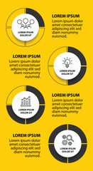 4 steps infographic template with 4 options. Flowchart that can be used for business report, data visualization and presentation. Timeline infographic elements vector illustration.