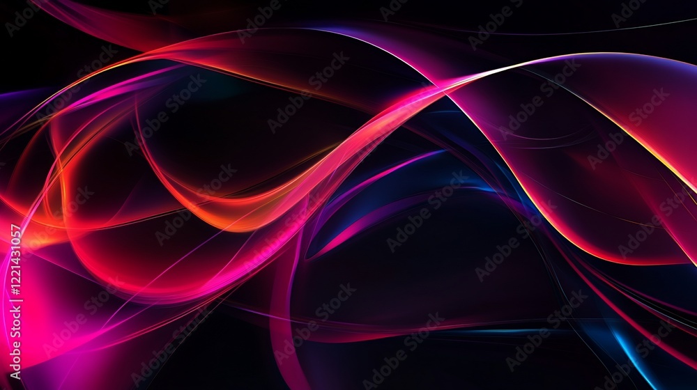 Fototapete abstract dynamic colorful waves on a dark background creating a modern design