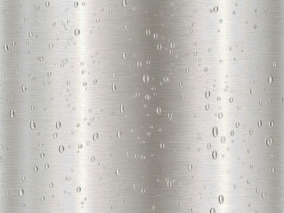 Realistic water drops on brushed metal surface background
