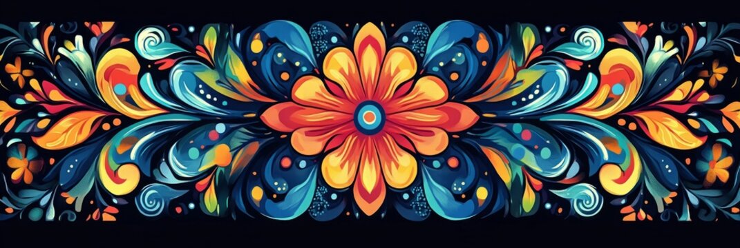 Bright and cheerful floral ornament brings a touch of festive vibrancy to any design