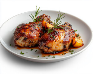 Pollo alla Cacciatora served elegantly on unique Italian plate for a luxurious dining experience