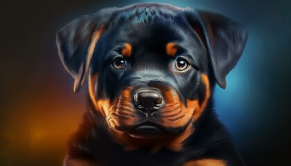 Fototapeta premium Portrait Rottweiler Welpe