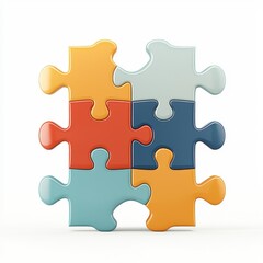 Fototapeta premium Colorful puzzle pieces coming together symbolizing problem-solving and teamwork, perfect for educational and business-related themes.