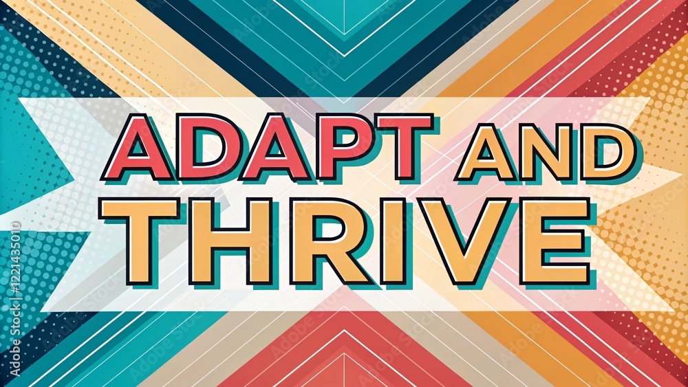 Poster adapt and thrive bold colorful abstract geometry - a vibrant design featuring bold text inviting res