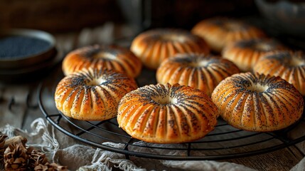 A tray of pikelets with black seeds on top