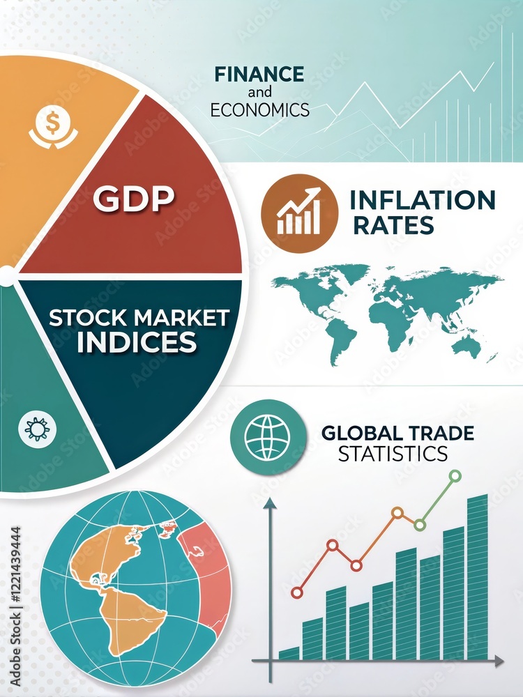 Poster finance and economics analysis visualization - a visual representation of finance concepts showing g