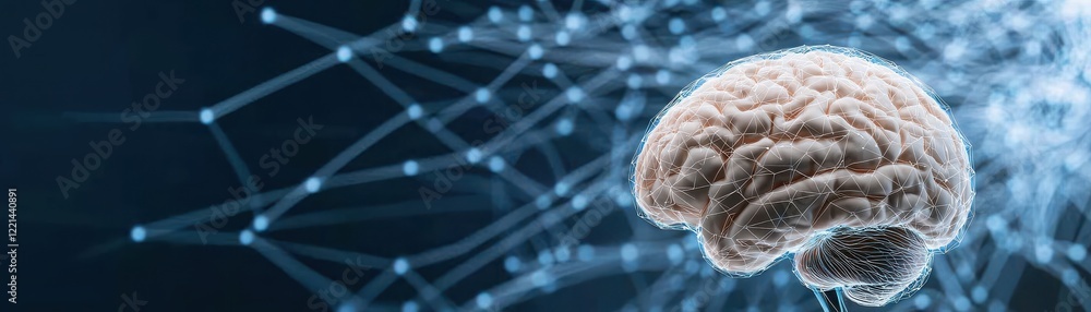 Poster a detailed illustration of a brain, intertwined with abstract connections symbolizing neural network