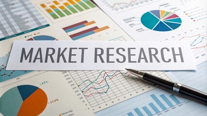 Obraz premium Market Research Data Analysis Charts and Surveys - Detailed market research visuals with graphs, charts, and analytics for thorough business understanding and data-driven decisions.