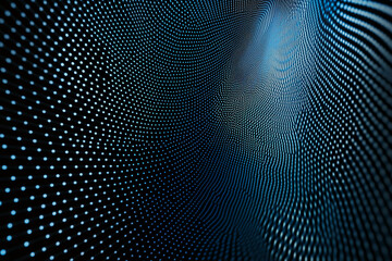 Abstract close-up of 3D dotted pattern with blue color design and lines. Business background