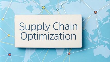 Naklejka premium Supply Chain Optimization Strategy Map for Logistics - A visual representation of supply chain optimization strategies with a global map highlighting logistical connections and efficiency.