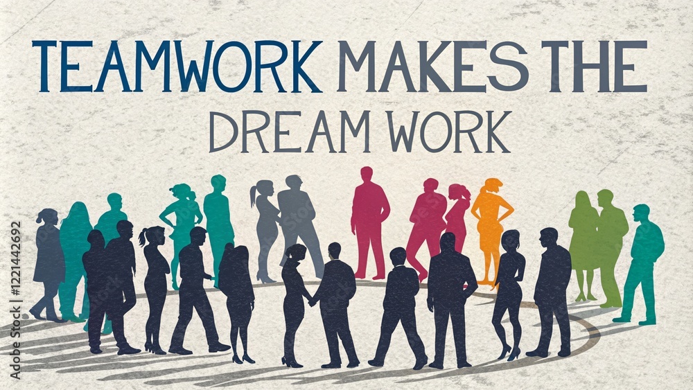 Poster teamwork creates success through collaboration and unity - this image symbolizes collaboration, unit