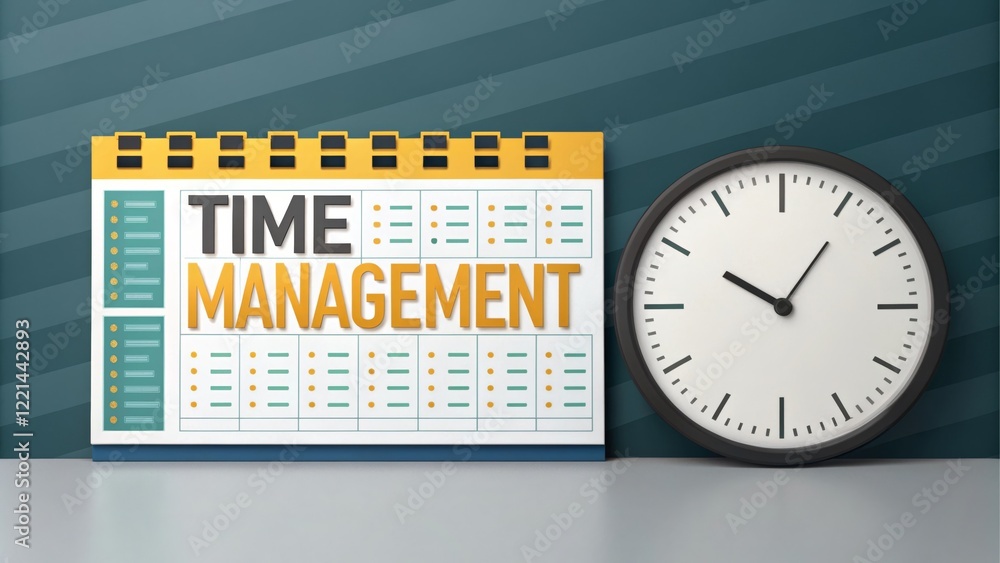 Aufkleber time management clock and schedule background - a stylish calendar with time management theme and a 