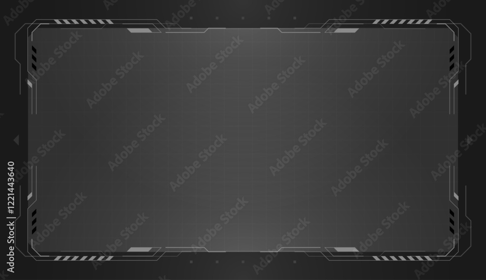 Poster Grey HUD frames. Vector futuristic user interface. Modern technology digital control panel design. Vector illustration