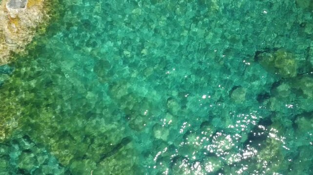Aerial view of Sanguinaires bloodthirsty Islands in Corsica, France