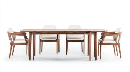 Elegant Wooden Dining Table and Chairs Arranged in Minimalist Design for Modern Home Interiors in Bright, Neutral Setting